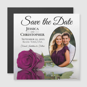 Cassis Roze op Witte Trouw Save The Date Foto Magnetische Uitnodiging