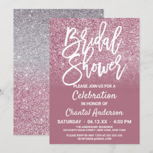 Cassis Roze Silver Glitter Ombre Vrijgezellenfeest Kaart