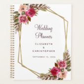 Cassis Trouw Bloemige Elegante Gouden Frame Planne Planner (Voorkant)
