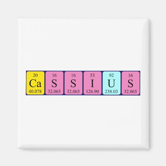 Cassius periodiek table name magnet (Voorkant)