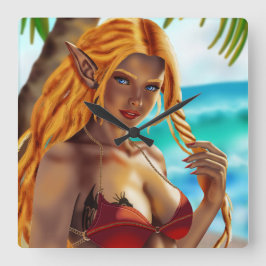 Cassja op het strand vierkante klok