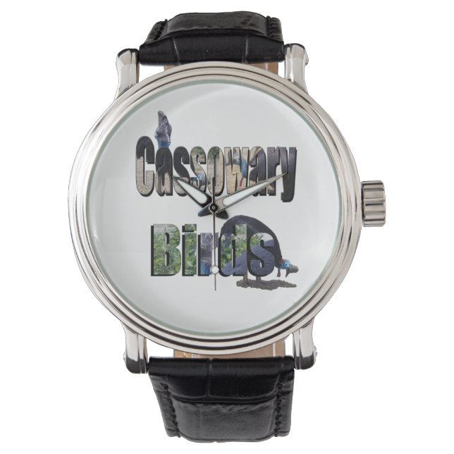 Cassowary Birds Afbeelding Logo met Cassowarys, Horloge (Voorkant)