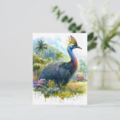 Cassowary Botanical Waterverf Portrait Briefkaart (Staand voorkant)