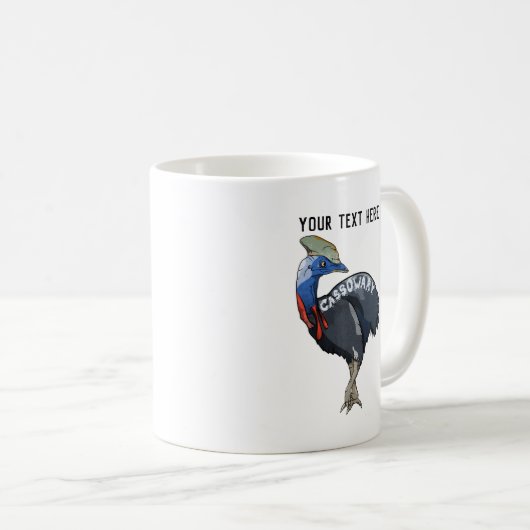 cassowary colored woth text koffiemok (Voorkant rechts)
