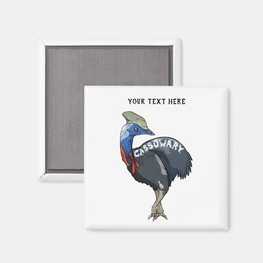 cassowary colored woth text magneet (Voorkant / Achterkant)