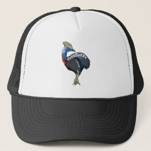 cassowary colored woth text trucker pet