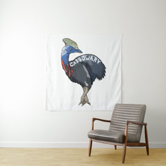 cassowary colored woth text wandkleed (In situ)