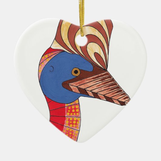 Cassowary Genuine Aboriginal Art Keramisch Ornament (Voorkant)