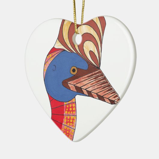 Cassowary Genuine Aboriginal Art Keramisch Ornament (Links)