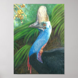 Cassowary Hand schilderde Origineel KunstPoster. Poster