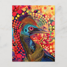 Cassowary in Aboriginal Dot Art Style