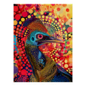 Cassowary in Aboriginal Dot Art Style Perfect Poster (Voorkant)