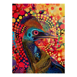 Cassowary in Aboriginal Dot Art Style Perfect Poster