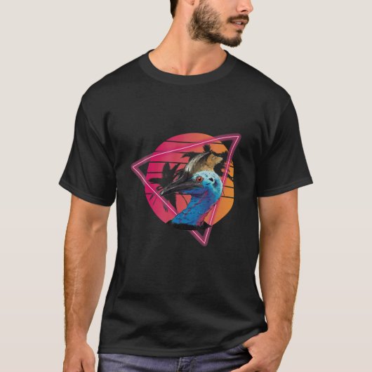 Cassowary Modern Retro Sunset Palm T-shirt (Voorkant)
