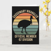 Cassowary-verzorger grappige Retro vogelliefhebber Kaart (Gele Bloem)