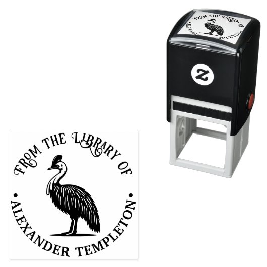 Cassowary vogel Australië bibliotheek boek naam Zelfinktende Stempel (In situ)