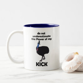 Cassowary Vogel Trapkracht Grappige Quote Tweekleurige Koffiemok