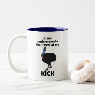 Cassowary Vogel Trapkracht Grappige Quote Tweekleurige Koffiemok
