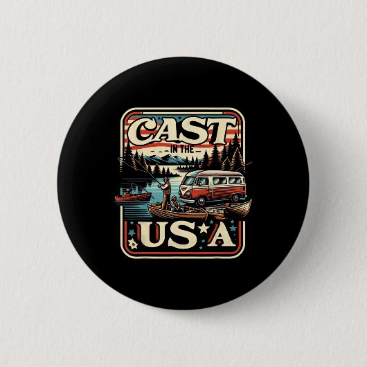 Cast in de Verenigde Staten Vissen Adventure Ronde Button 5,7 Cm (Voorkant)
