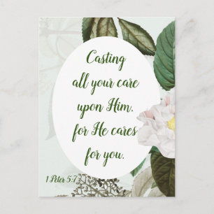 Cast your Cares, Anxiety, Worry Inspirational Briefkaart