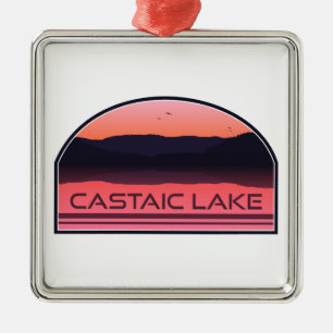 Castaic Lake California Rode Zonsopgang Metalen Ornament