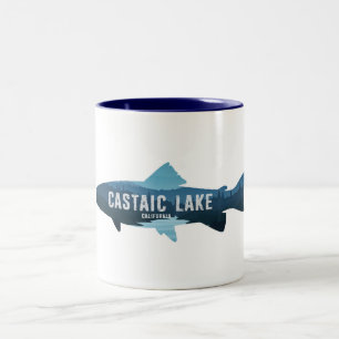 Castaic Lake California Vis Tweekleurige Koffiemok