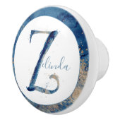 Castal Home Blue waterverf Z letter aangepast Keramische Knop (Rechts)