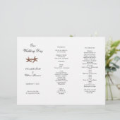 Castal Wedding Tri-Fold Starfish Couple-programma (Staand voorkant)