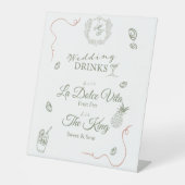 Caste Wedding Monogram Drinks Menu Reclamebord Met Voetstuk (Voorkant)