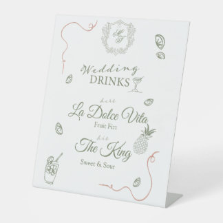 Caste Wedding Monogram Drinks Menu Reclamebord Met Voetstuk