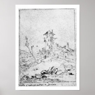 Castel Cogolo Per Andar a Trento (pen en inkt op p Poster