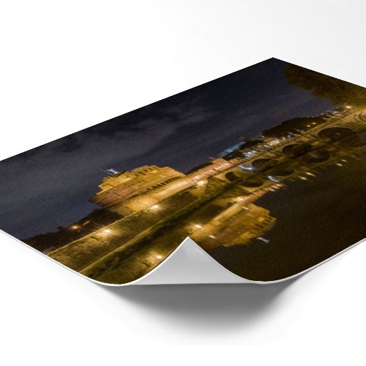 Castel Sant Angelo by night Poster (Hoek)