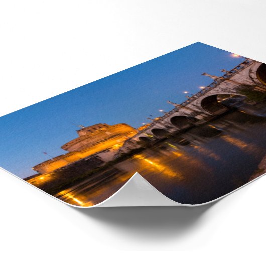 Castel Sant Angelo by night Poster (Hoek)
