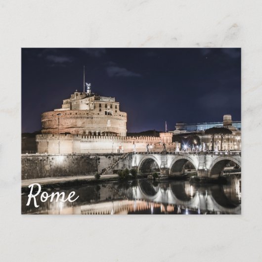 Castel Sant Angelo 's nachts in Rome Briefkaart (Voorkant)