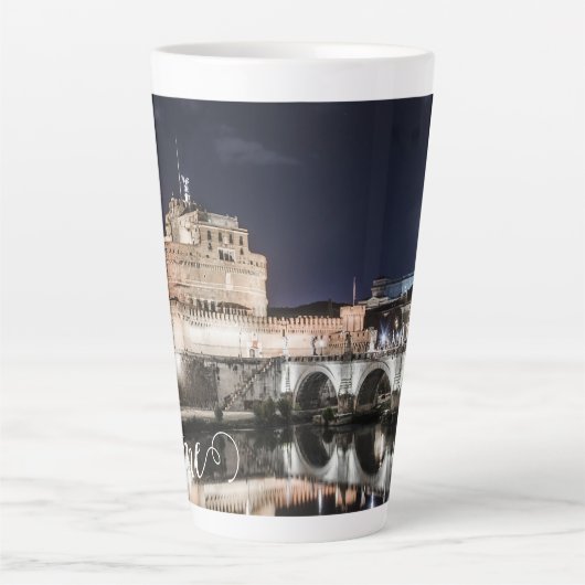 Castel Sant Angelo 's nachts in Rome Latte Mok (Voorkant)