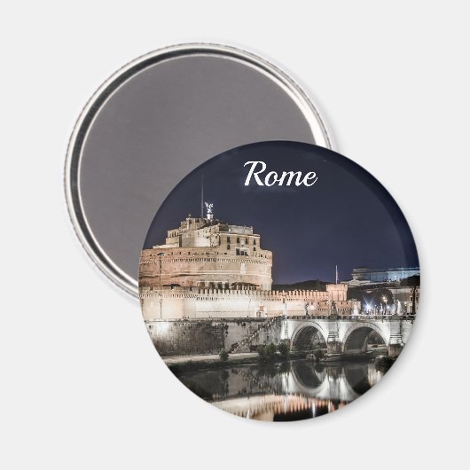 Castel Sant Angelo 's nachts in Rome Magnet (Voorkant / Achterkant)