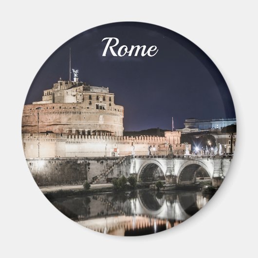 Castel Sant Angelo 's nachts in Rome Magnet (Voorkant)
