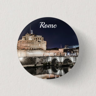 Castel Sant Angelo 's nachts in Rome Ronde Button 3,2 Cm