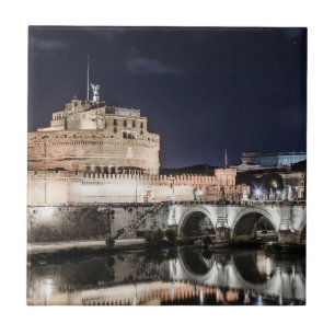 Castel Sant Angelo 's nachts in Rome Tegeltje