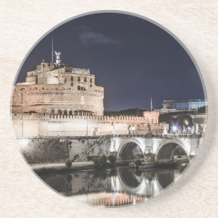 Castel Sant Angelo 's nachts in Rome Zandsteen Onderzetter