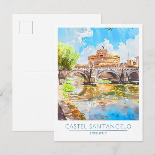 Castel Sant'Angelo Rome Italië Vintage Travel Briefkaart (Voorkant / Achterkant)