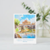Castel Sant'Angelo Rome Italië Vintage Travel Briefkaart (Staand voorkant)