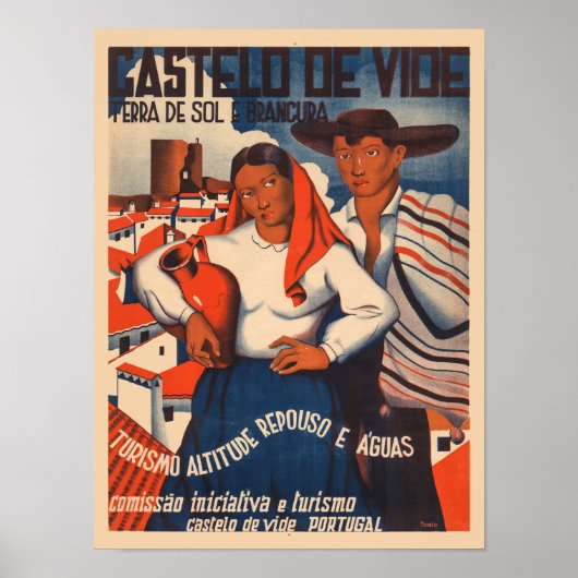 Castelo de Vide Portugal Vintage Poster 1930 (Voorkant)