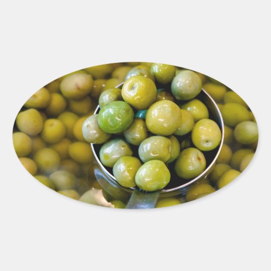 Castelvetrano zoete groene olijven ovale sticker (Voorkant)