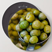 Castelvetrano zoete groene olijven ronde button 6,0 cm (Voorkant /achterkant)