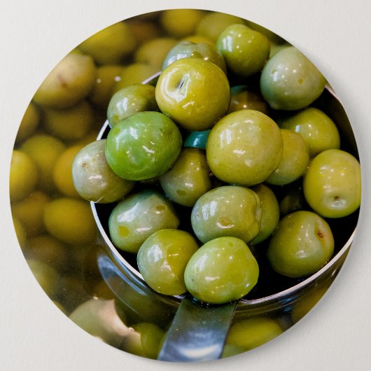 Castelvetrano zoete groene olijven ronde button 6,0 cm (Voorkant)