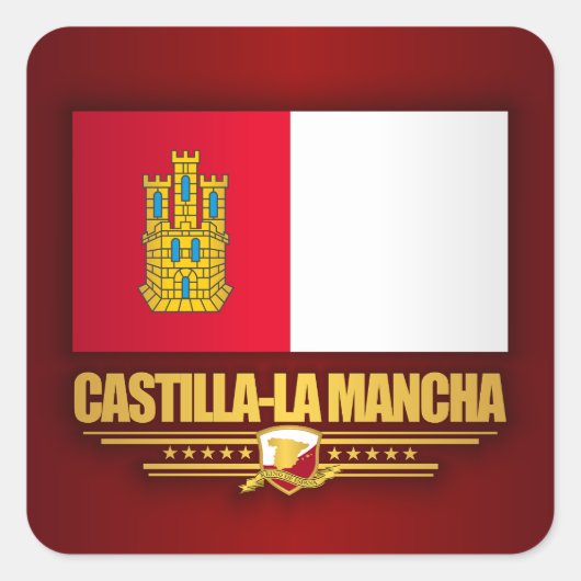 Castilla-La Mancha Vlag Vierkante Sticker (Voorkant)