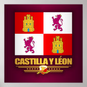 Castilla y Leon Flag Poster (Voorkant)