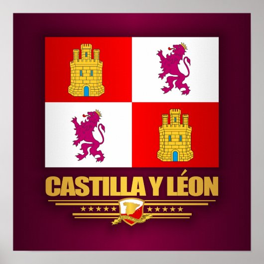 Castilla y Leon Flag Poster (Voorkant)