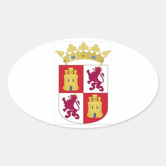 Castilla y León (Spanje) Wapenschild Ovale Sticker (Voorkant)